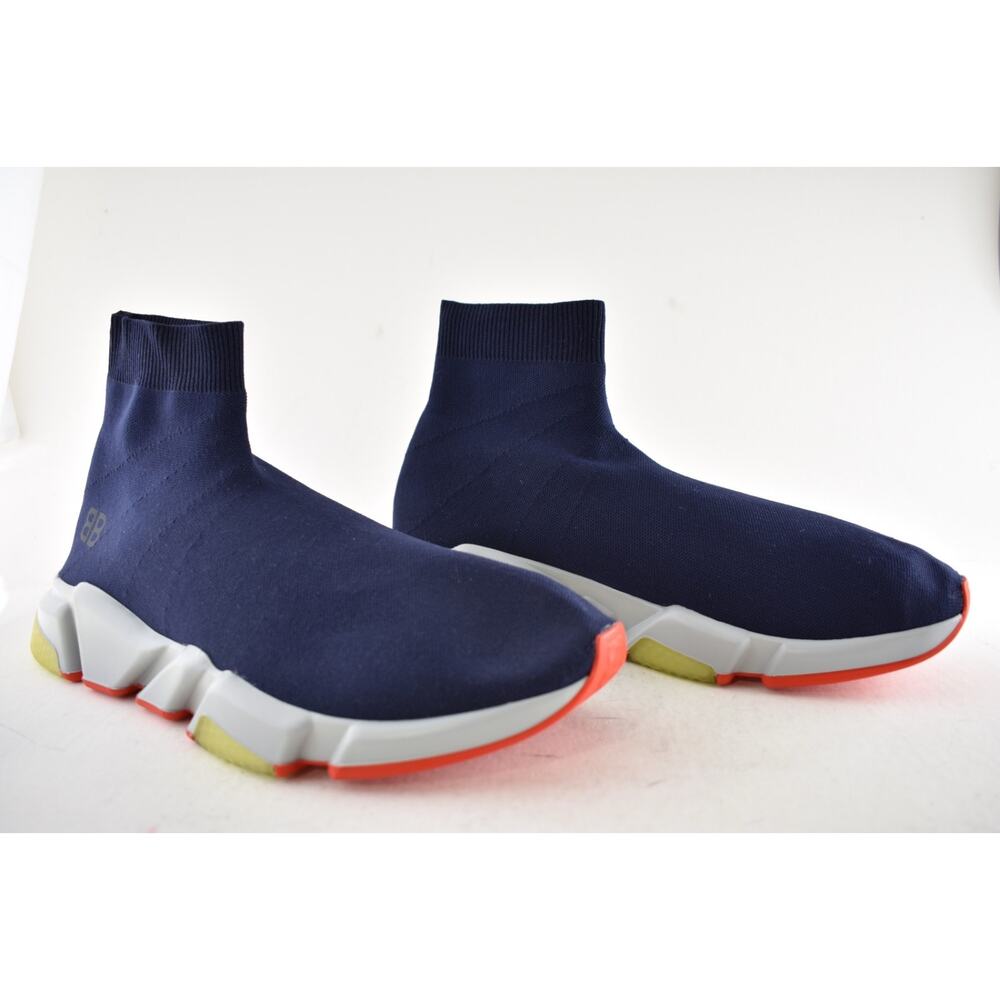 Balenciaga Mens Speed Sock Marine Navy Blue Grey BB Logo High Top Sneaker 44 11 - Picture 3 of 12
